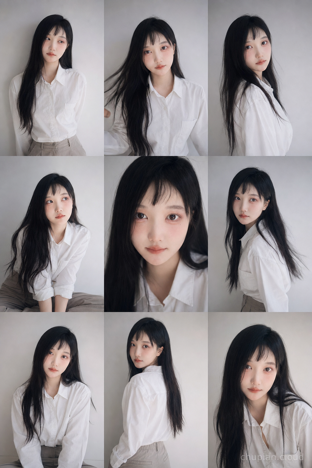 出片·清透白衬衫写真九宫格
