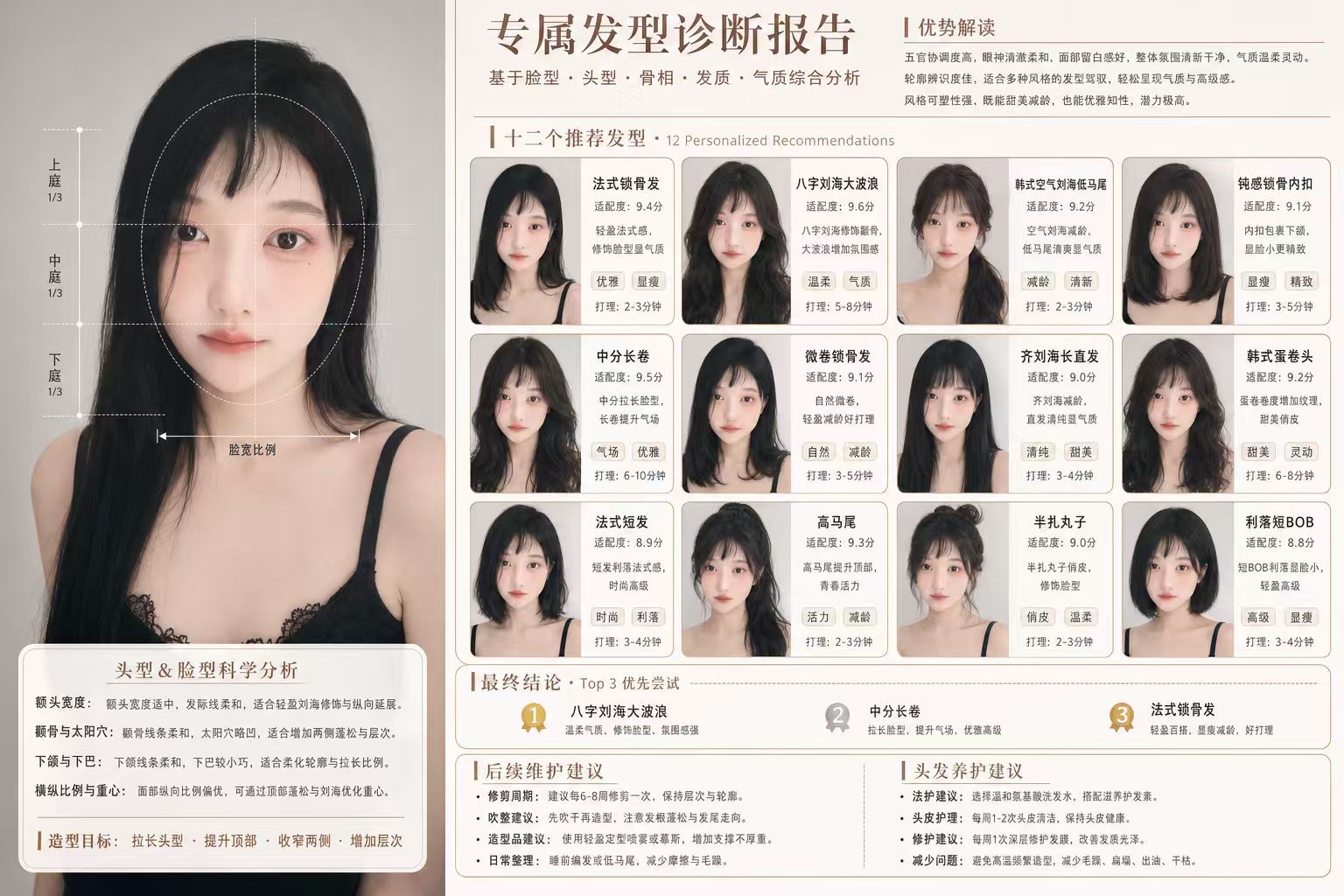 专属造型诊断报告示例